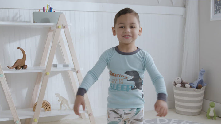 4-Piece Infant & Toddler Boys Dino Blues Snug Fit Cotton Pajamas