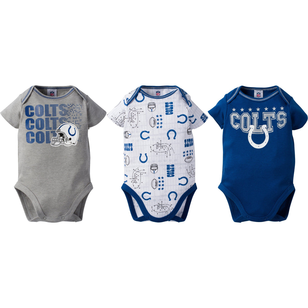 Indianapolis Colts Baby Boy 3-Pack Short Sleeve Bodysuits-Gerber Childrenswear