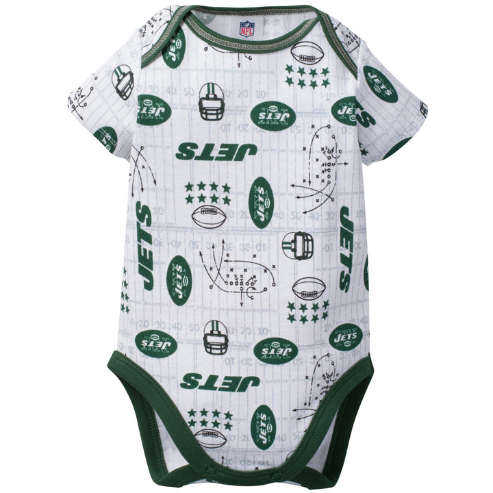 New York Jets Baby Boy 3-Pack Short Sleeve Bodysuits-Gerber Childrenswear