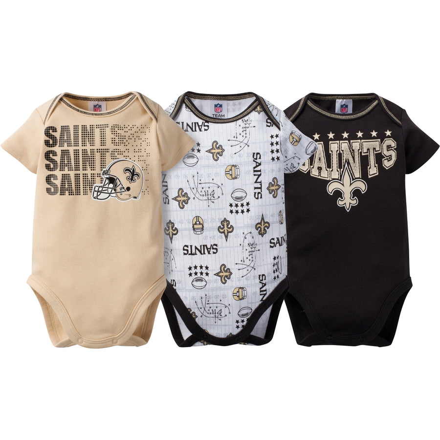 New Orleans Saints 3-Pack Infant Short Sleeve Bodysuits-Gerber Childrenswear