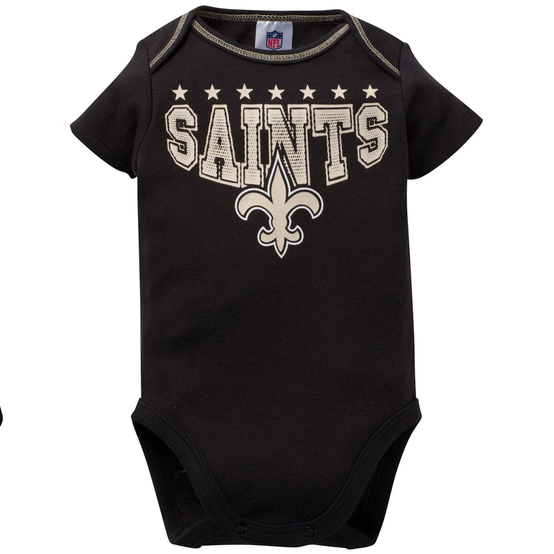 New Orleans Saints 3-Pack Infant Short Sleeve Bodysuits-Gerber Childrenswear