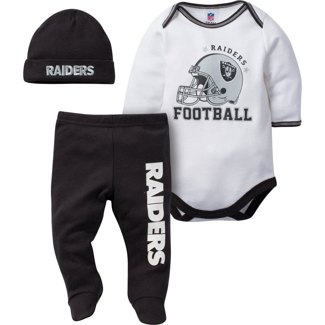 Oakland Raiders Baby Bodysuit, Pant and Cap Set-Gerber Childrenswear