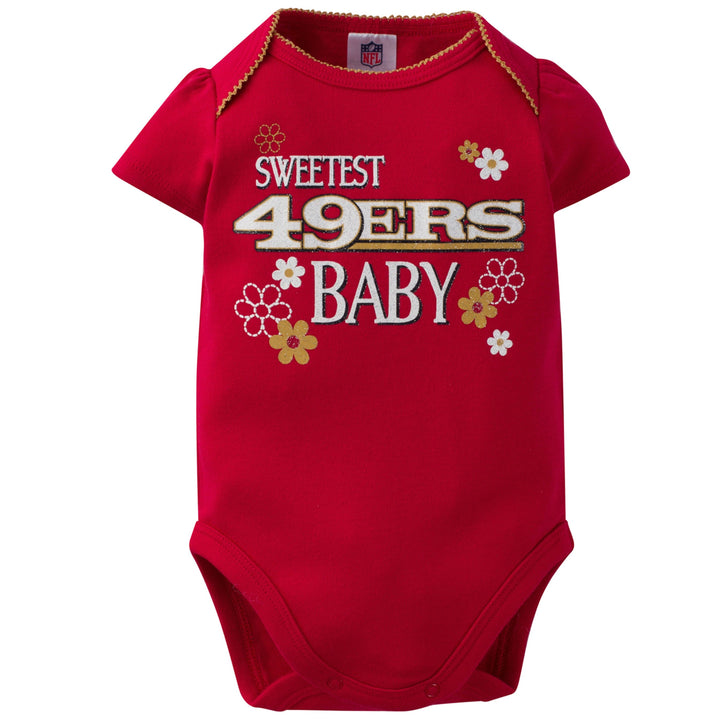 San Francisco 49ers 3-Pack Infant Girl Short Sleeve Bodysuits-Gerber Childrenswear