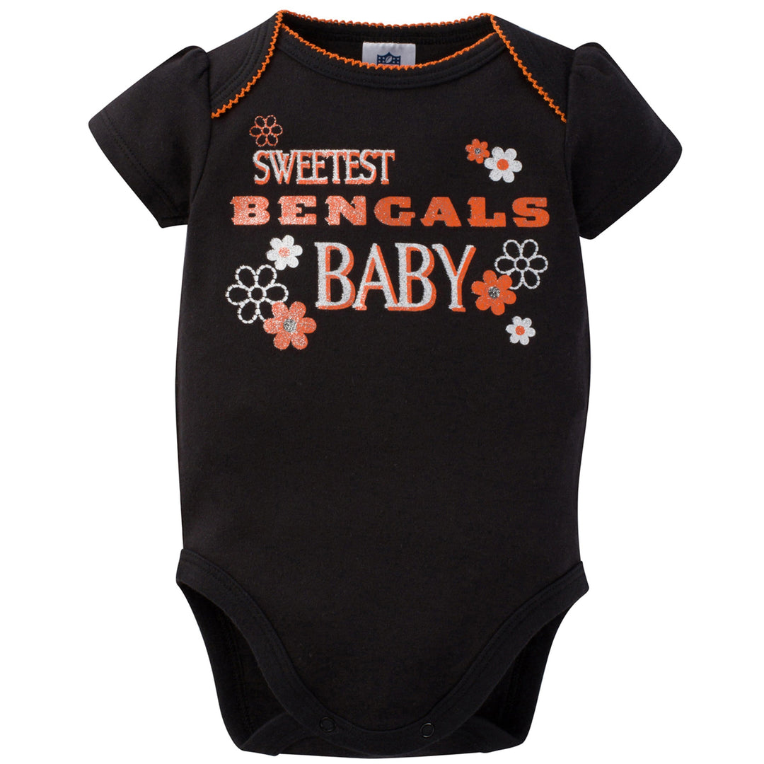 Cincinnati Bengals 3-Pack Infant Girl Short Sleeve Bodysuits-Gerber Childrenswear