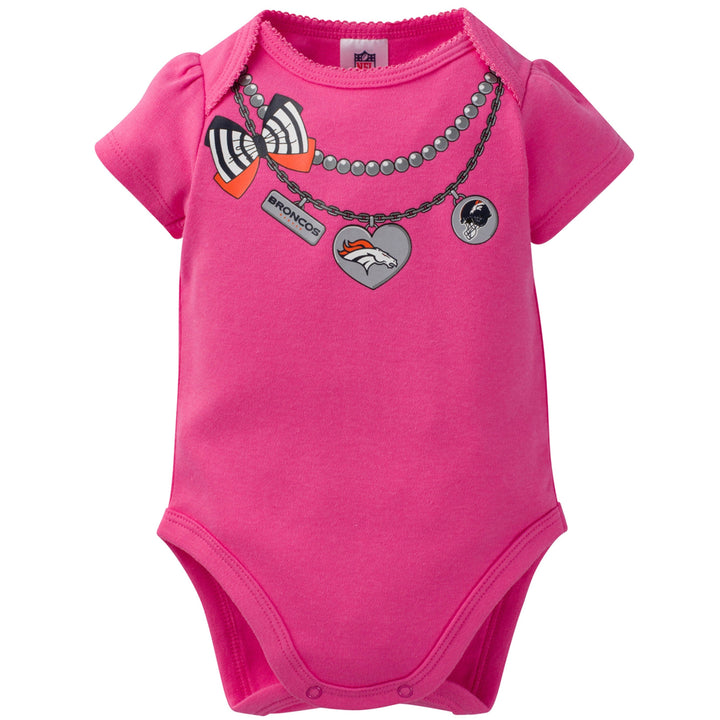 Denver Broncos 3-Pack Infant Girl Short Sleeve Bodysuits-Gerber Childrenswear