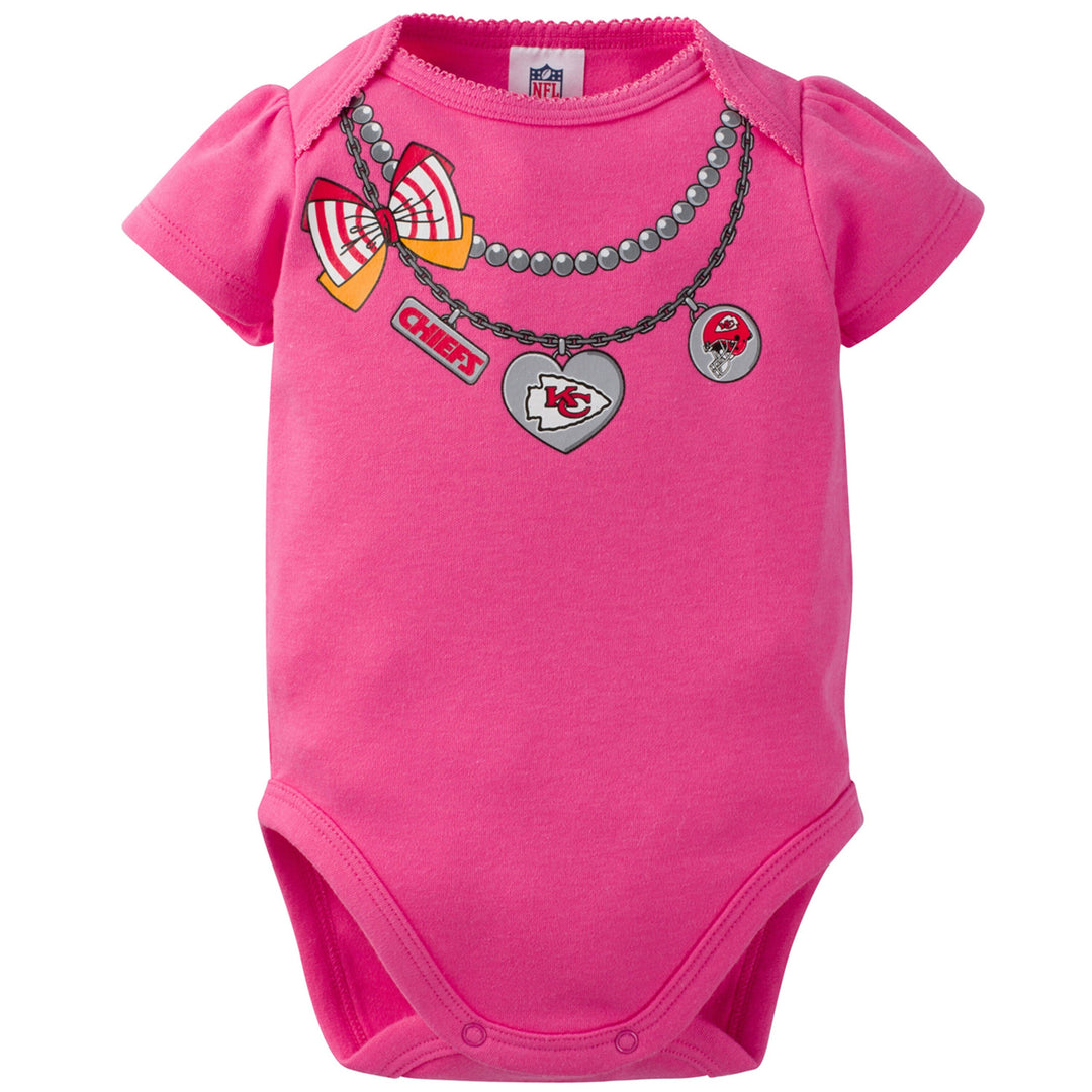 Kansas City Chiefs 3-Pack Infant Girl Short Sleeve Bodysuits-Gerber Childrenswear