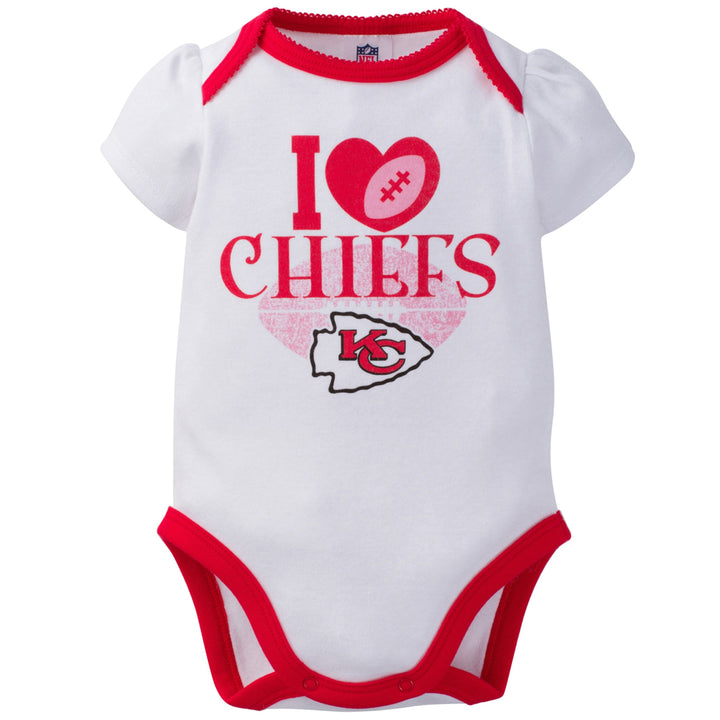 Kansas City Chiefs 3-Pack Infant Girl Short Sleeve Bodysuits-Gerber Childrenswear