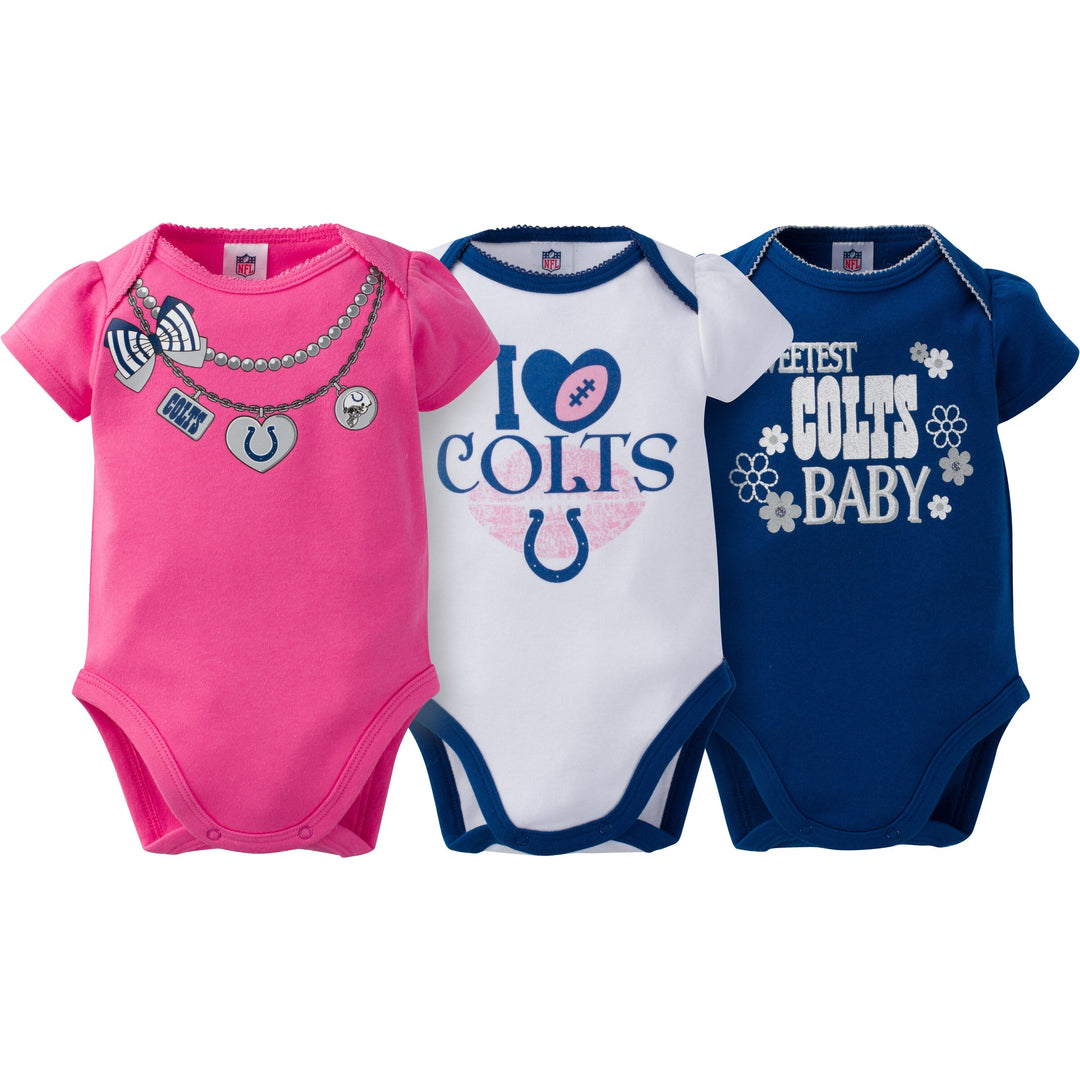 Indianapolis Colts 3-Pack Infant Girl Short Sleeve Bodysuits-Gerber Childrenswear