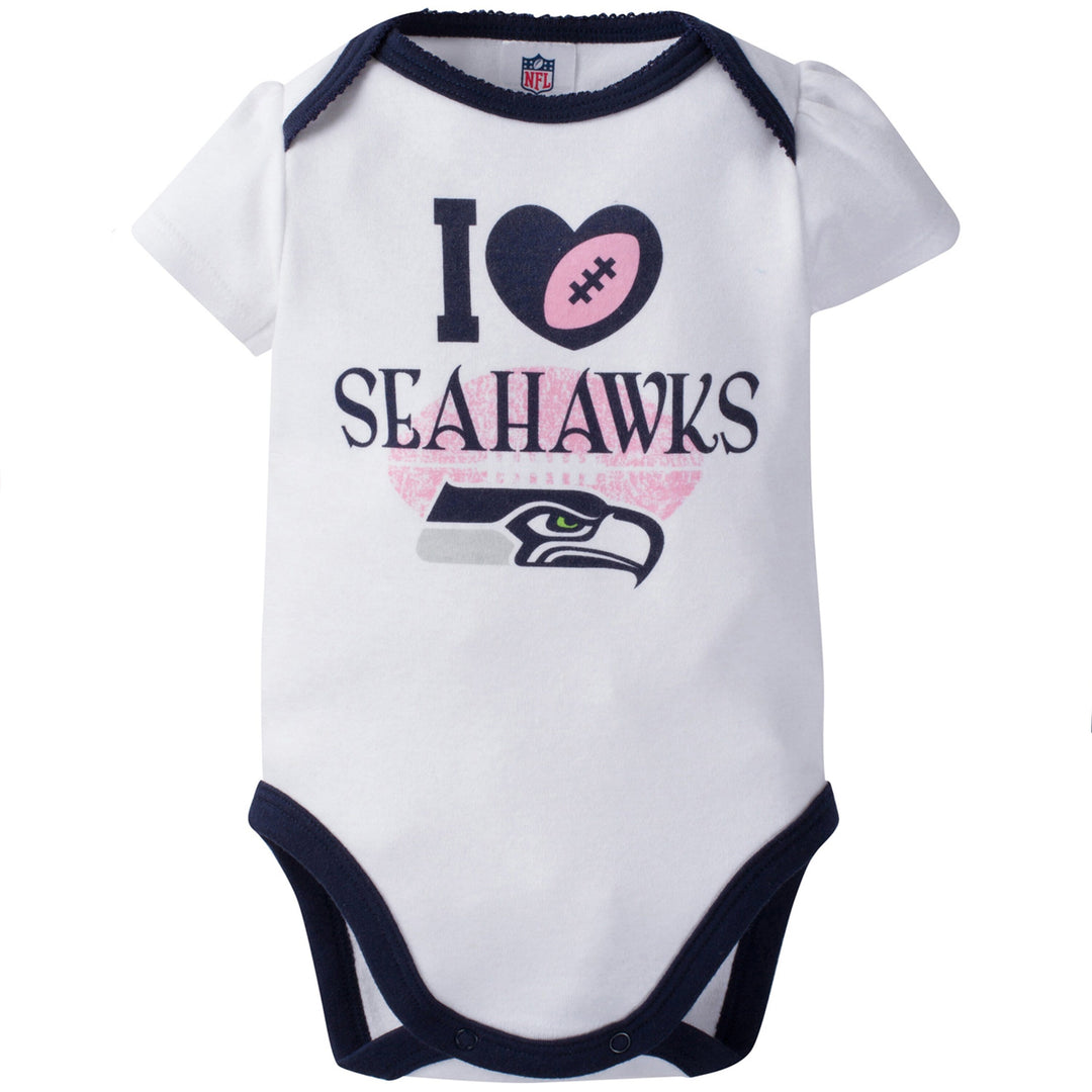 Seattle Seahawks 3-Pack Infant Girl Short Sleeve Bodysuits-Gerber Childrenswear