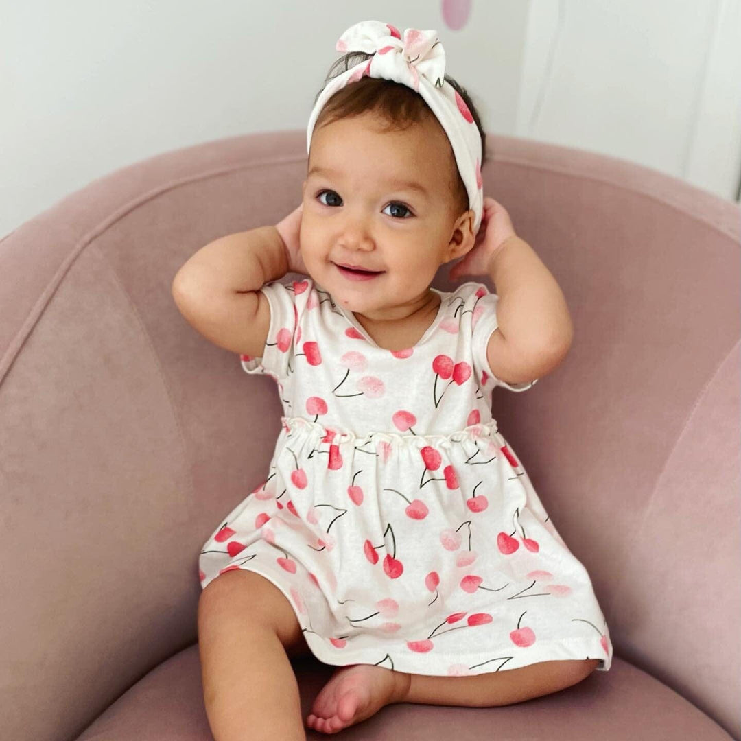 3-Piece Baby & Toddler Girls Cherry Kisses Dress, Diaper Cover & Headb –  Gerber Childrenswear