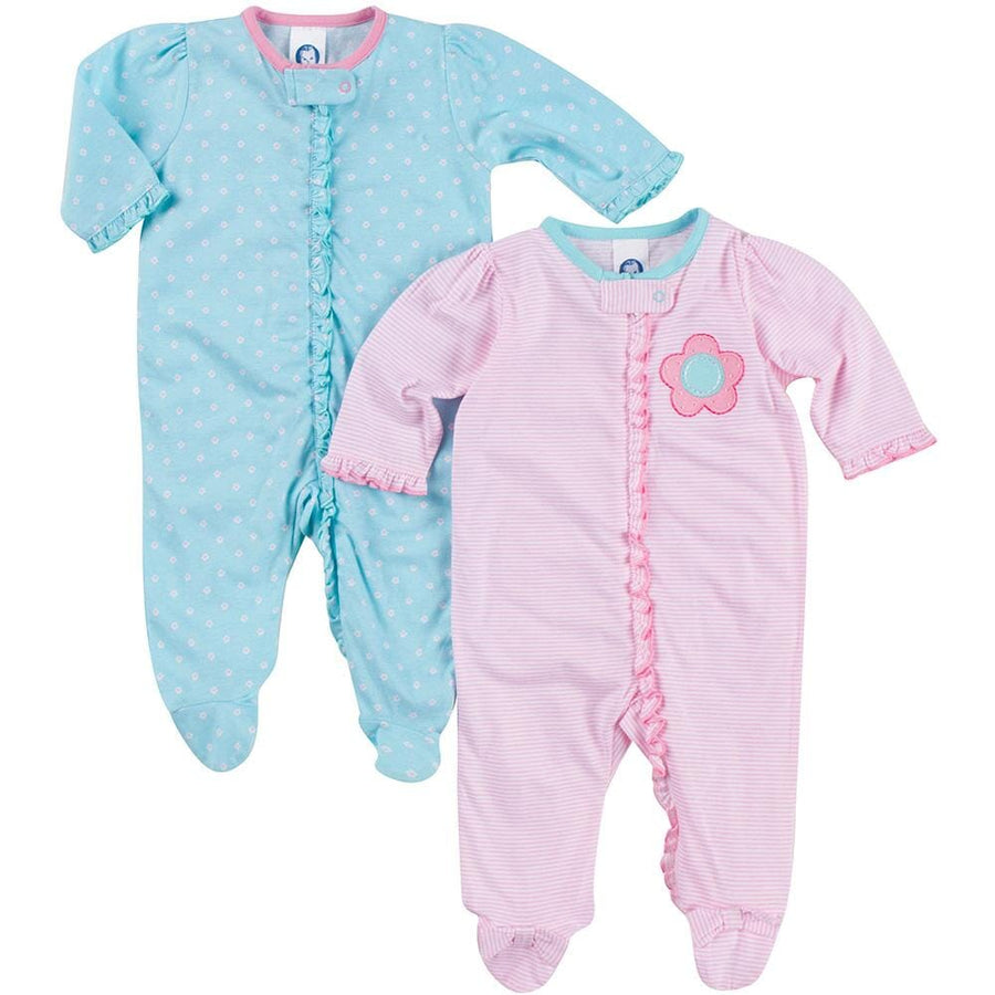 2-Pack Girls Pink Striped Sleep N' Play-Gerber Childrenswear