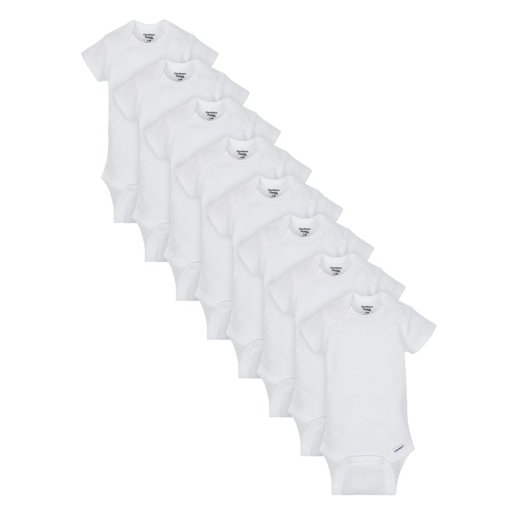 8-Pack White Short Sleeve Onesies® Bodysuits