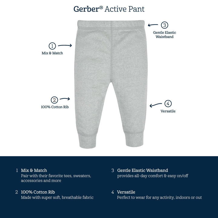 4-Pack Baby Boys Camo & Gray Active Pants-Gerber Childrenswear