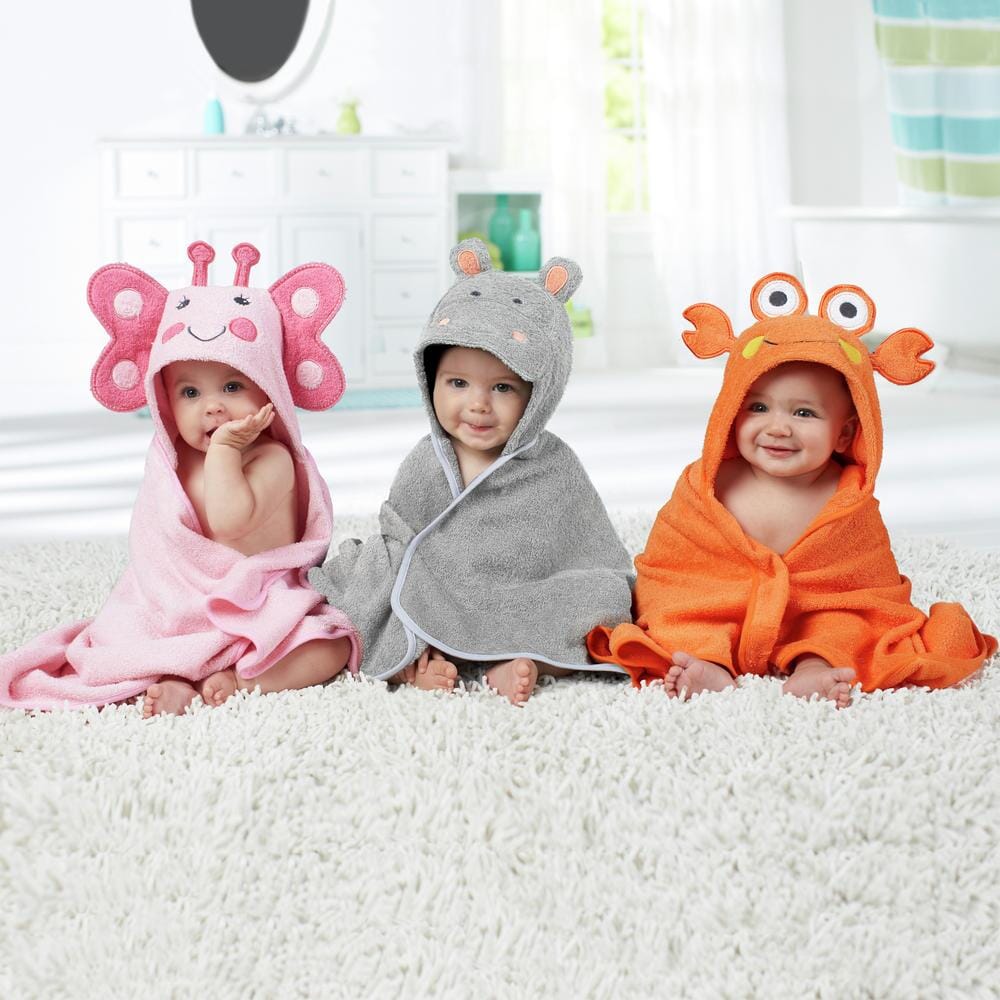 Embroidered Grey Hippo Hooded Towel-Gerber Childrenswear
