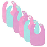 6-Pack Girls Solid Colors Dribbler Bibs