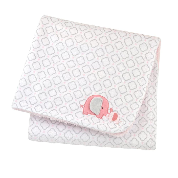 1-Pack Girls Pink & Grey Elephant Plush Blanket-Gerber Childrenswear