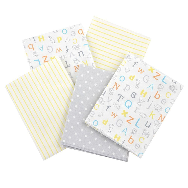 5-Pack Neutral Yellow & Grey Flannel Receiving Blankets-Gerber Childrenswear