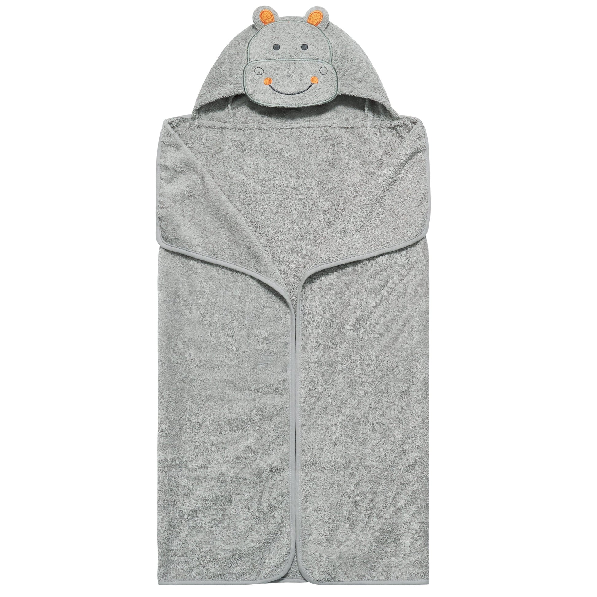 Embroidered Grey Hippo Hooded Towel-Gerber Childrenswear