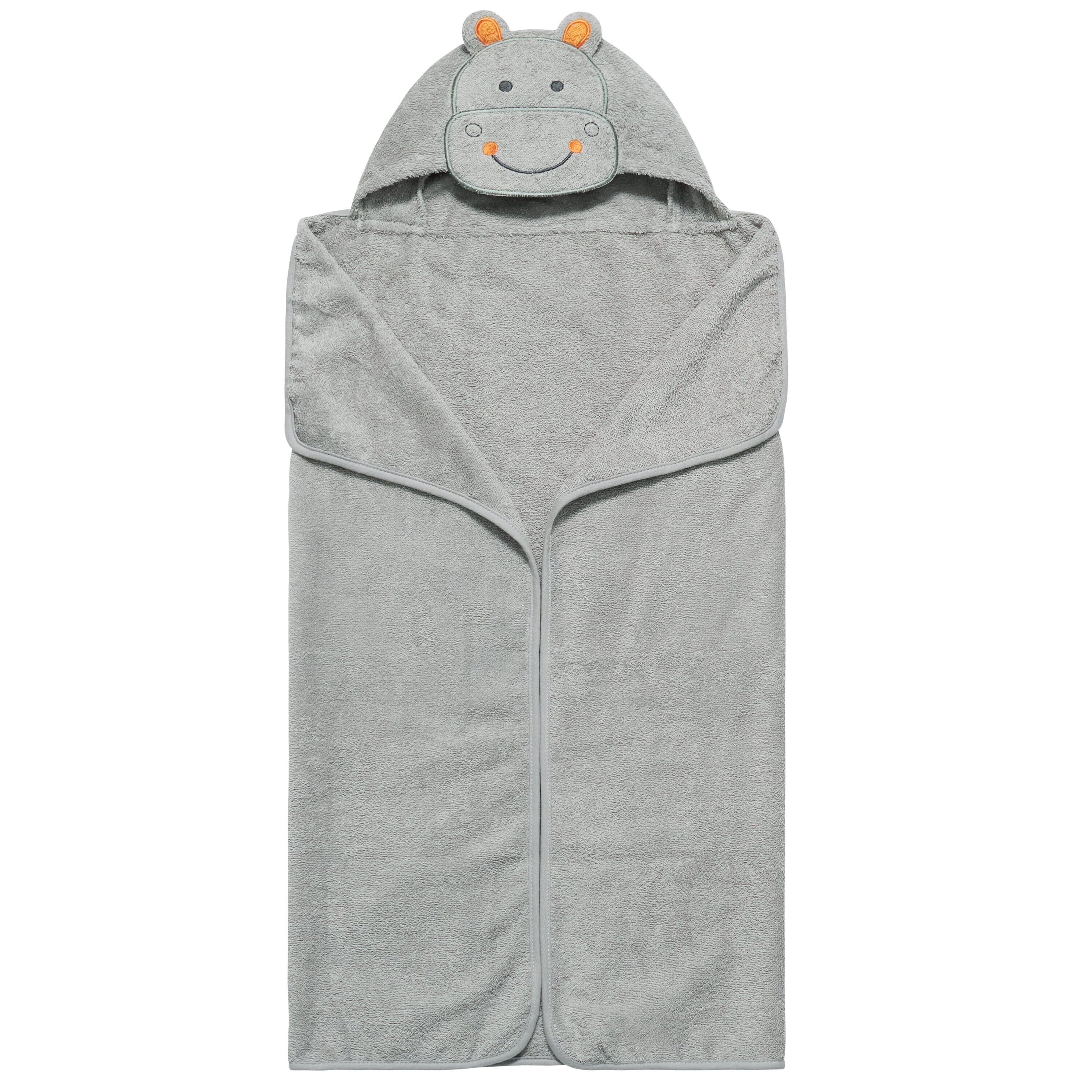 Embroidered Grey Hippo Hooded Towel-Gerber Childrenswear