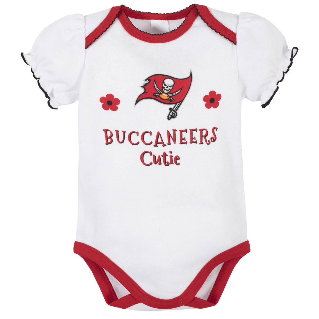 3-Pack Baby Girls Buccaneers Short Sleeve Bodysuits-Gerber Childrenswear