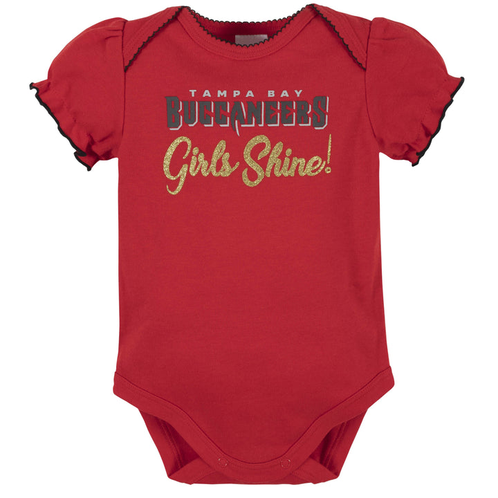 3-Pack Baby Girls Buccaneers Short Sleeve Bodysuits-Gerber Childrenswear