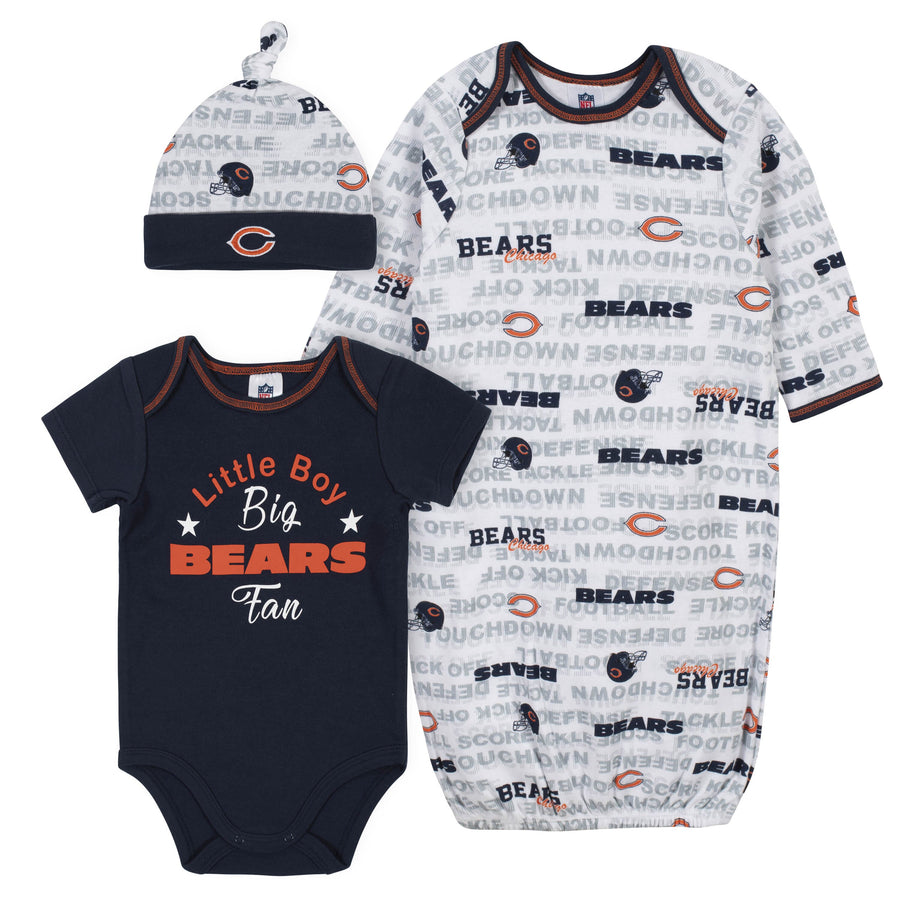Baby Boys 3-Piece Chicago Bears Bodysuit, Gown, and Cap Set-Gerber Childrenswear