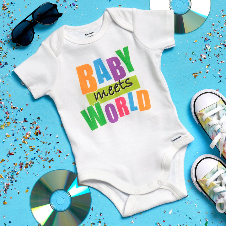 "Baby Meets World" Short Sleeve Onesies® Bodysuit