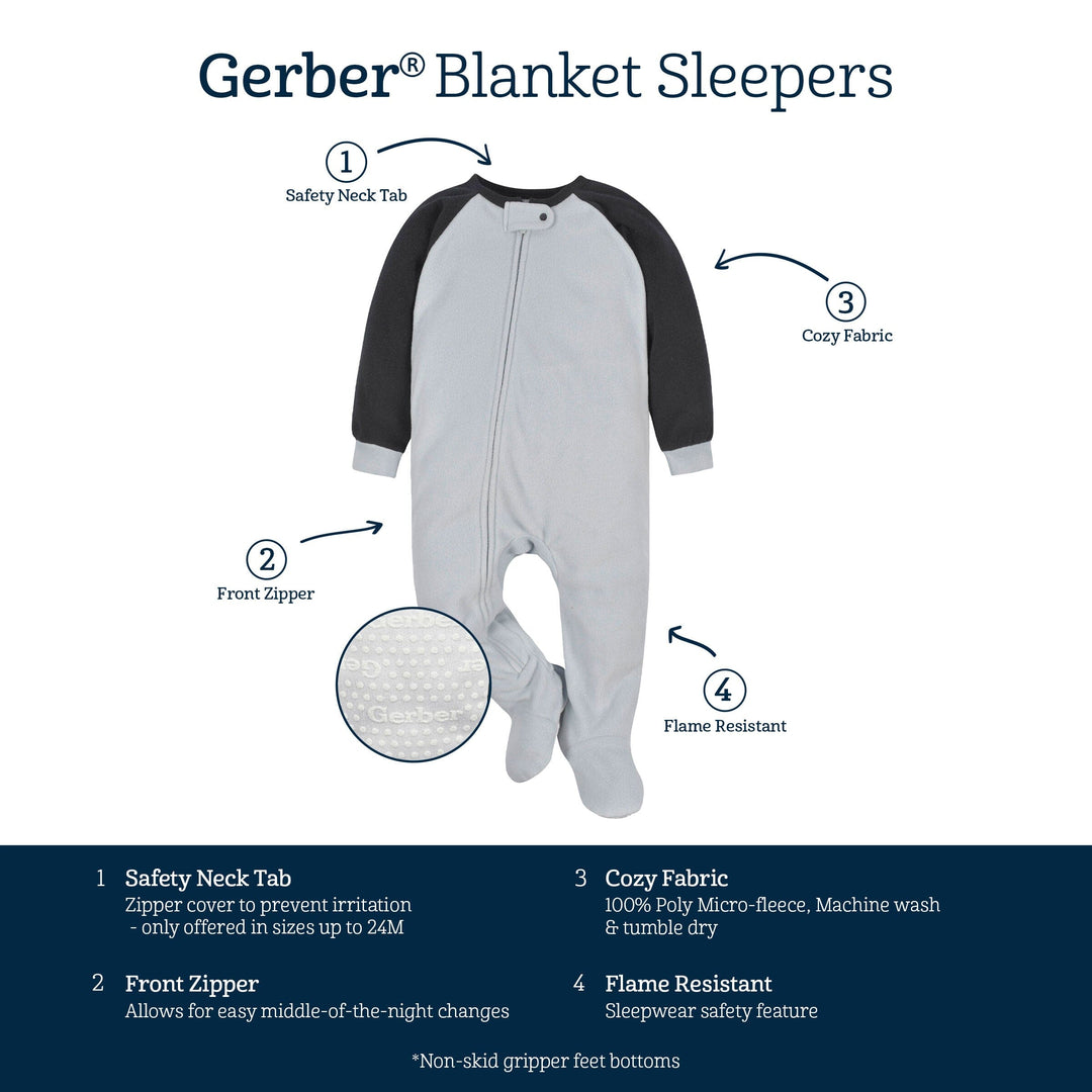 2-Pack Baby & Toddler Neutral Snowflakes & Bears Fleece Pajamas