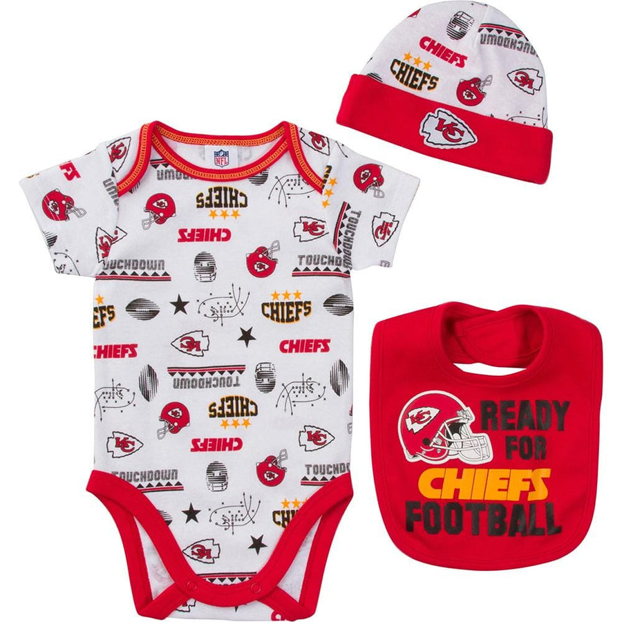 Chiefs Baby Boy Bodysuit, Cap and Bib Set-Gerber Childrenswear