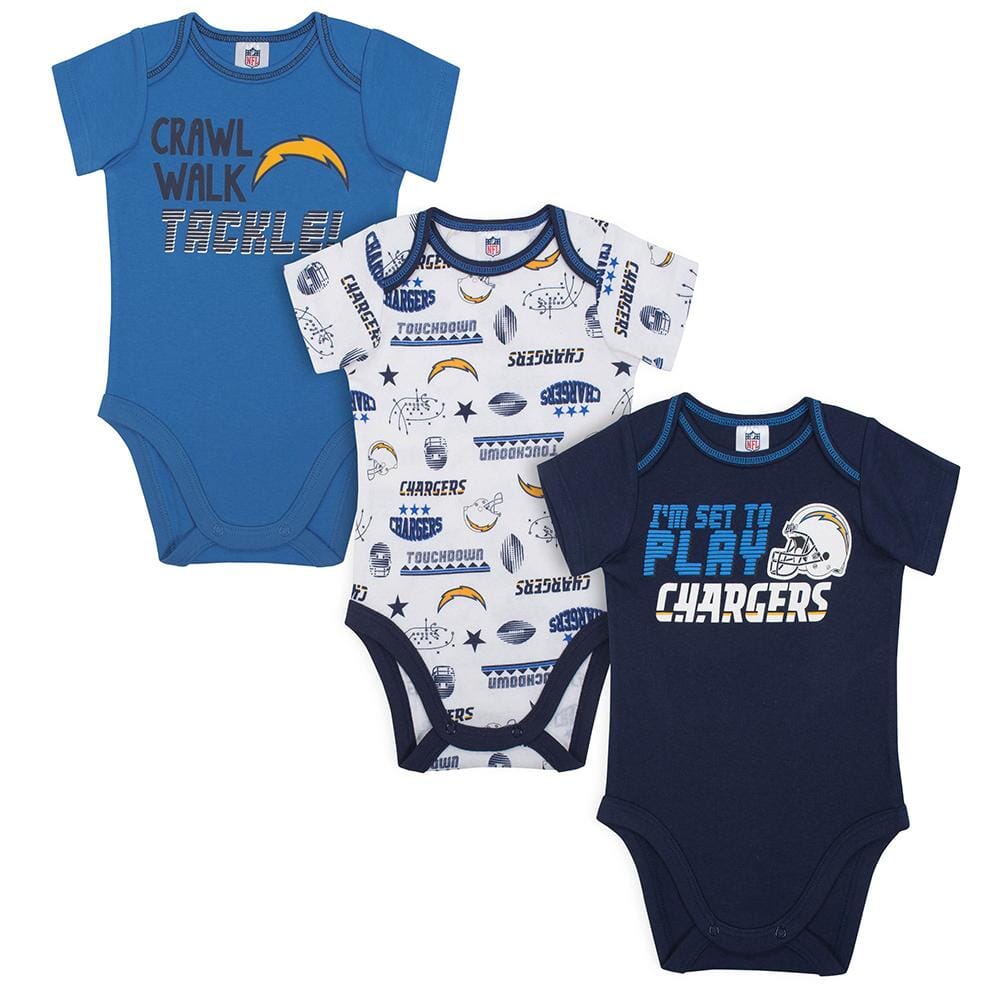 LA Chargers Baby Boys 3 Pack Short Sleeve Bodysuit-Gerber Childrenswear