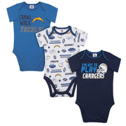 LA Chargers Baby Boys 3 Pack Short Sleeve Bodysuit-Gerber Childrenswear