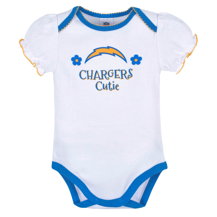 3-Pack Baby Girls Chargers Short Sleeve Bodysuits