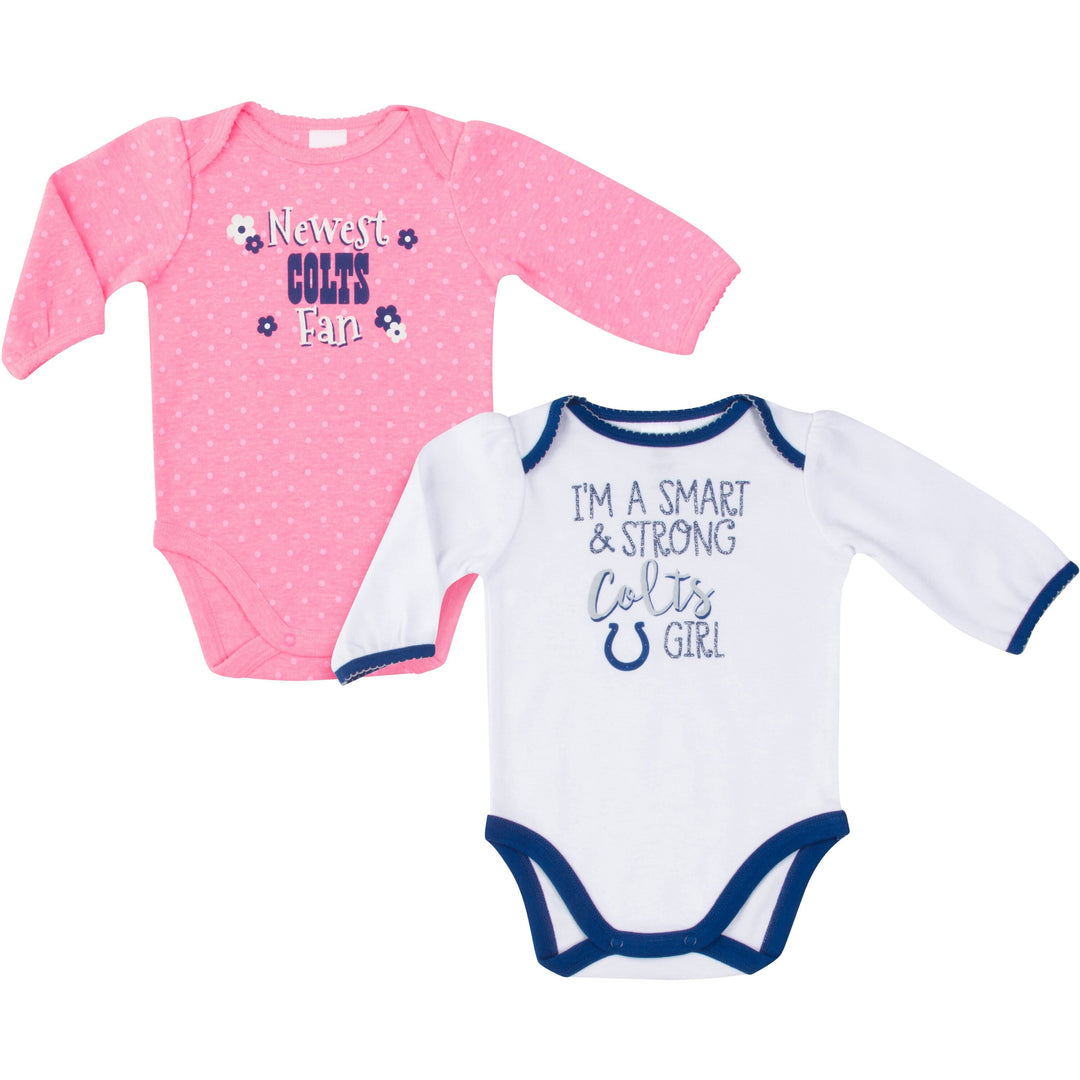 Indianapolis Colts Baby Girl Long Sleeve Bodysuit, 2-pack -Gerber Childrenswear