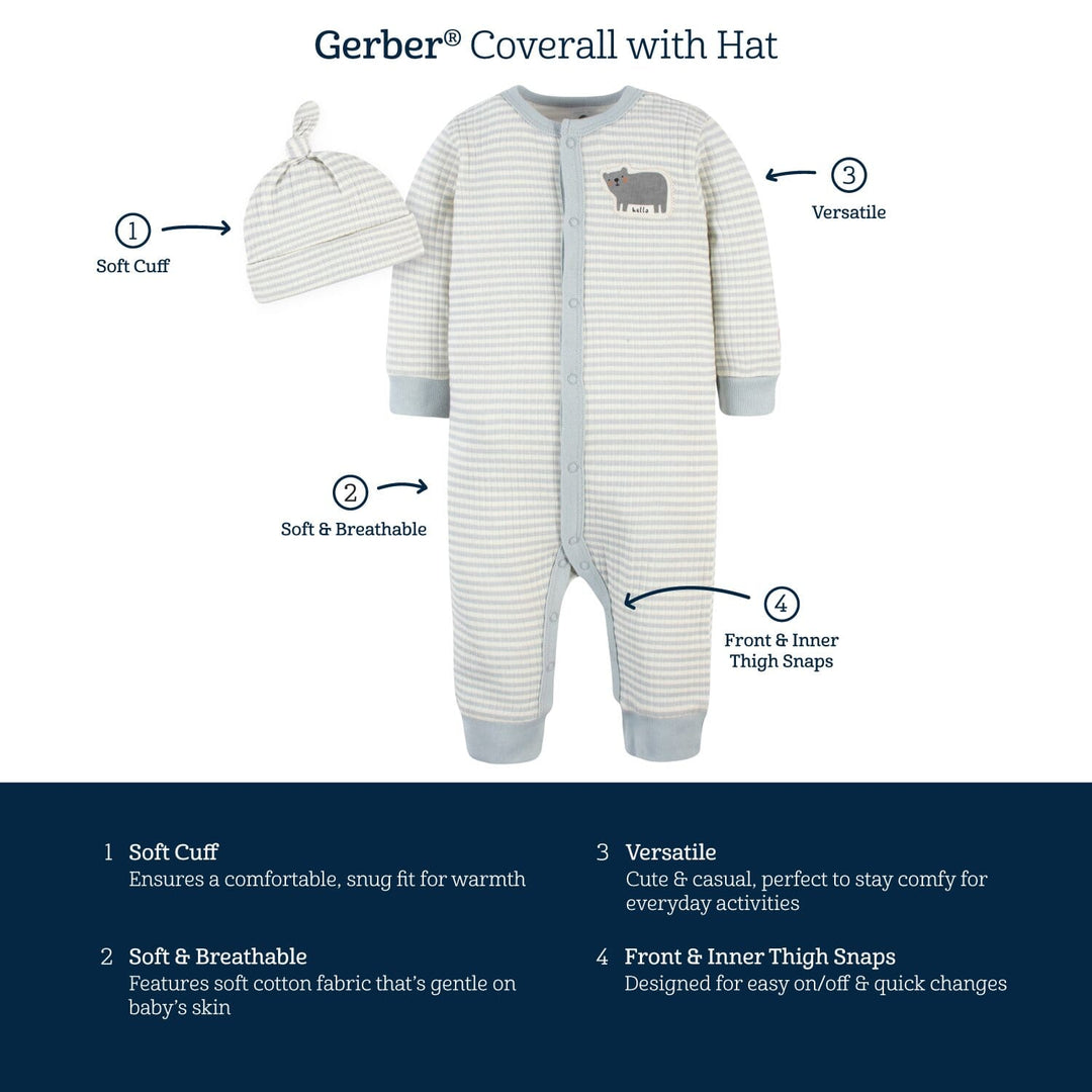 2-Piece Baby Boys Comfy Camo Coverall & Hat Set-Gerber Childrenswear