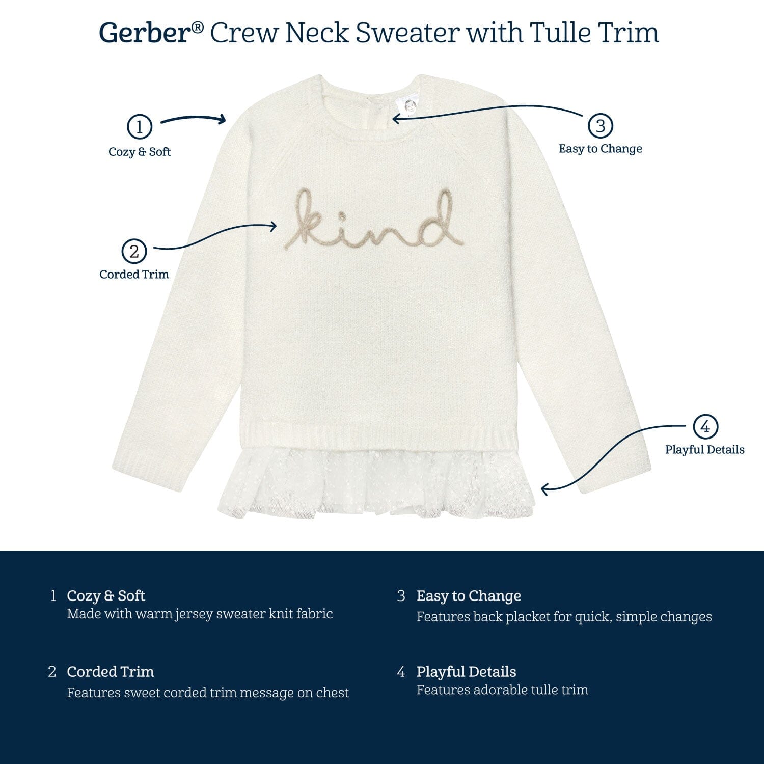 Infant & Toddler Girls Pink Sweater With Tulle Trim – Gerber