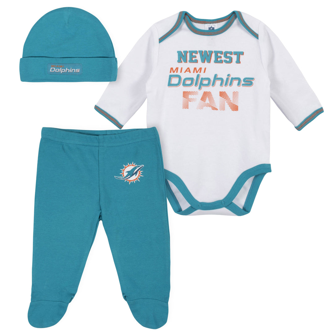 Baby Boys Miami Dolphins 3-Piece Bodysuit, Pant and Cap Set-Gerber Childrenswear