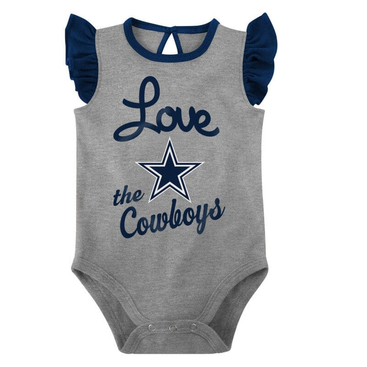 2-Pack Baby Girls Dallas Cowboys Short Sleeve Ruffled Bodysuits