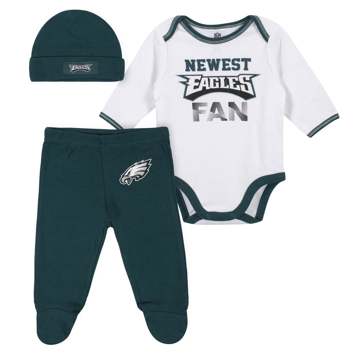 Baby Boys Philadelphia Eagles 3-Piece Bodysuit, Pant and Cap Set-Gerber Childrenswear