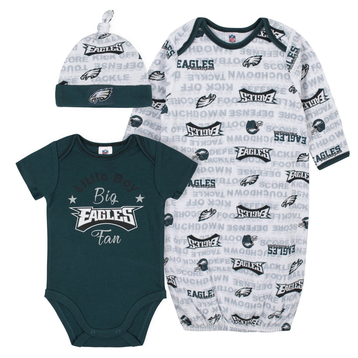 Baby Boys 3-Piece Philadelphia Eagles Bodysuit, Gown, and Cap Set-Gerber Childrenswear