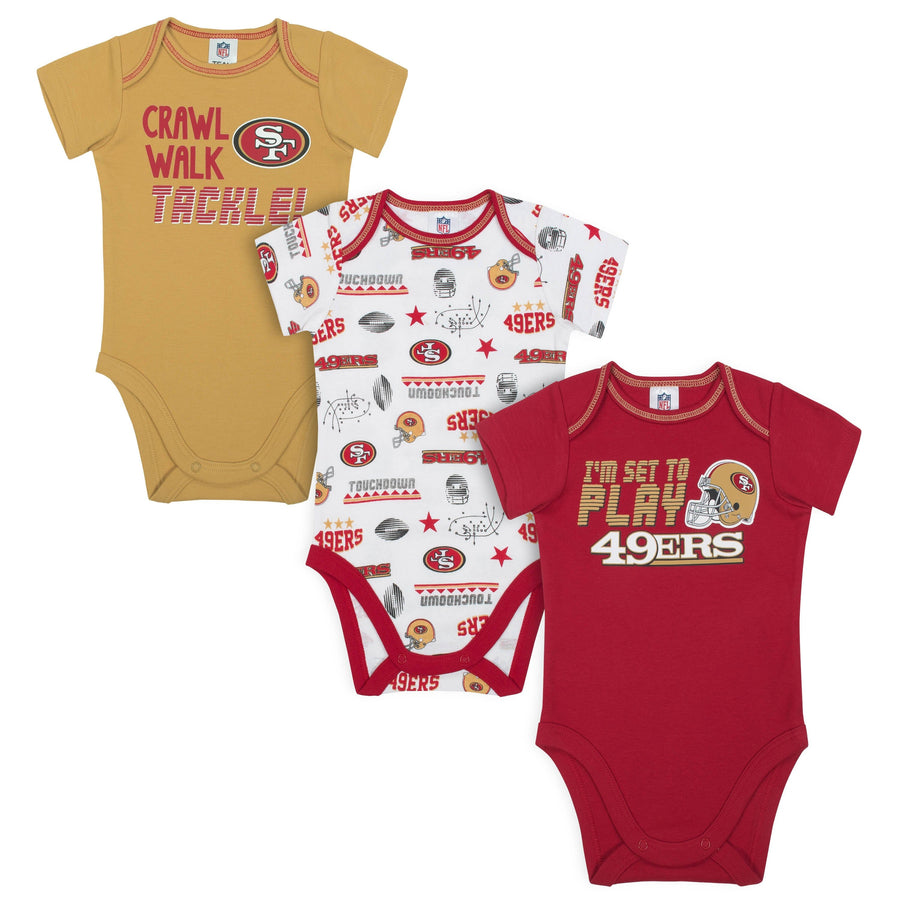 Baby Boys San Fransisco 49ers Short Sleeve Bodysuit, 3-pack-Gerber Childrenswear