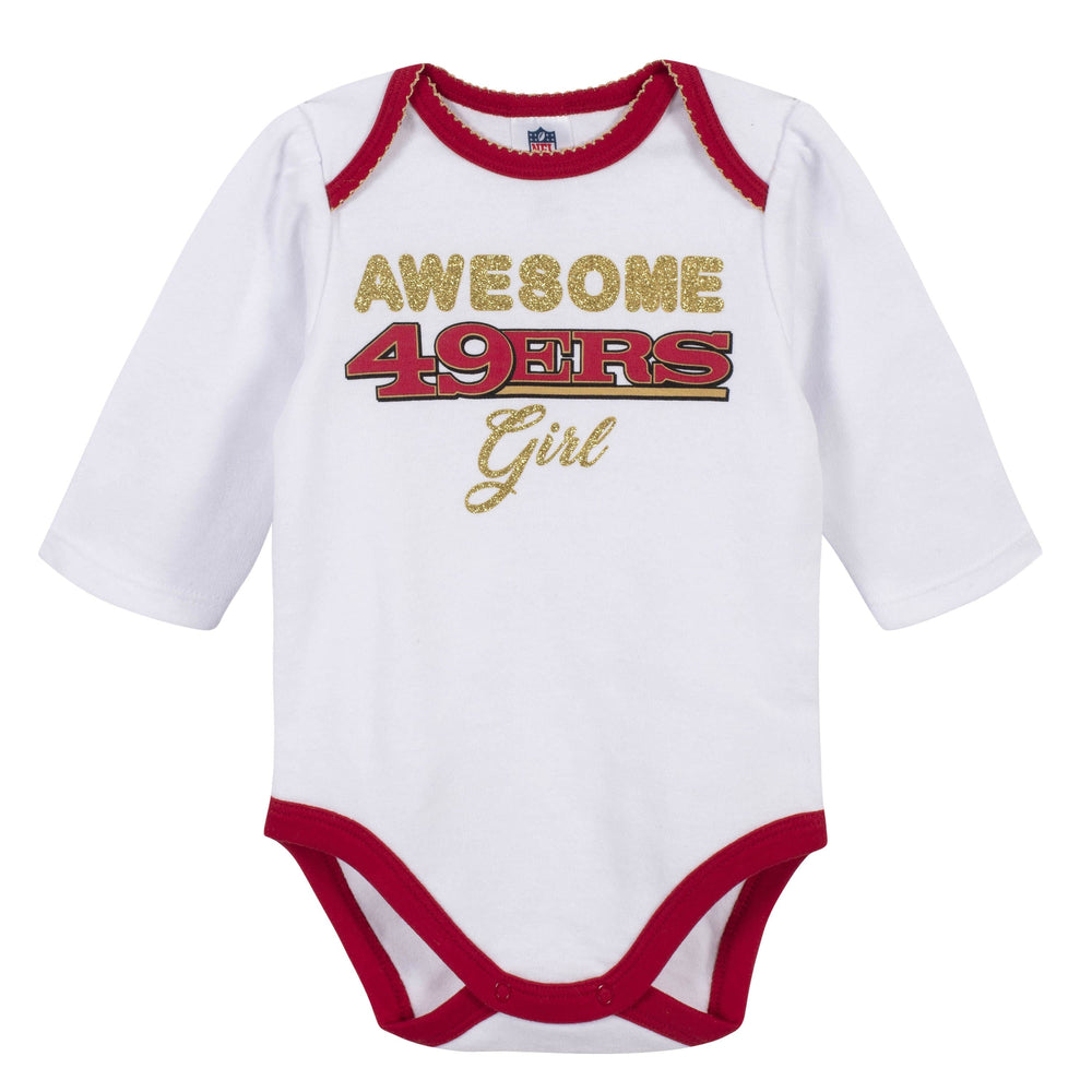 Baby Girls San Francisco 49ers 3-Piece Bodysuit, Pant, and Cap Set-Gerber Childrenswear