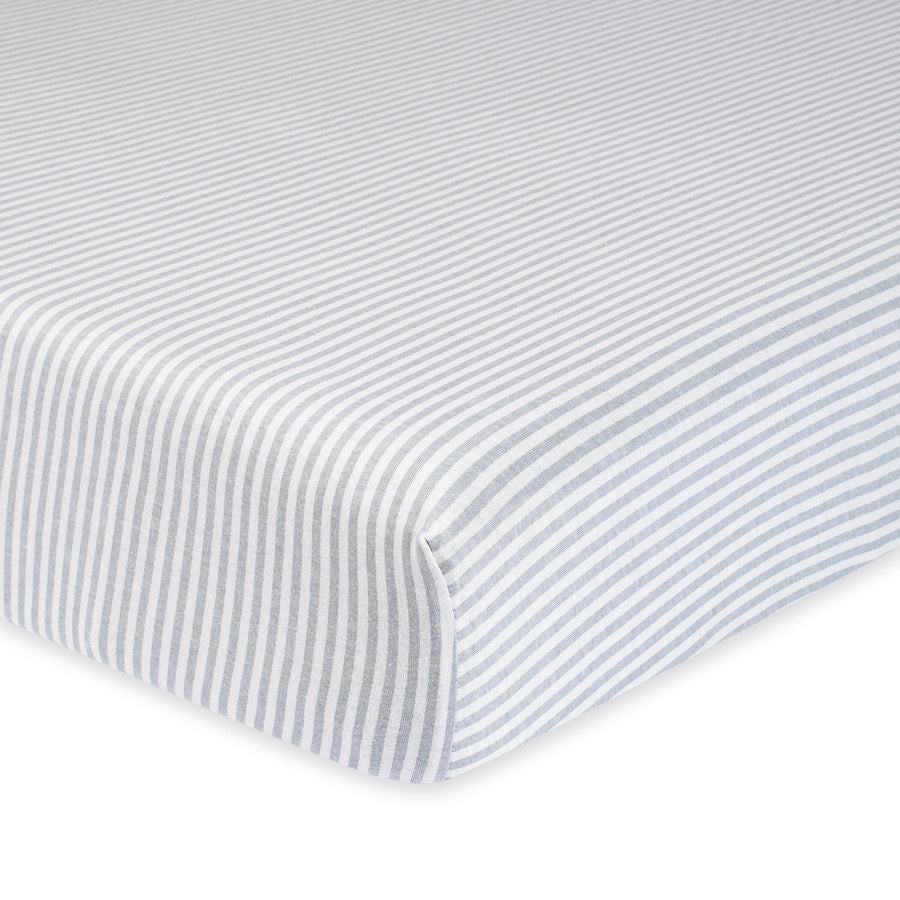 1-Pack Neutral Grey Stripe Organic Fitted Crib Sheet-Gerber Childrenswear