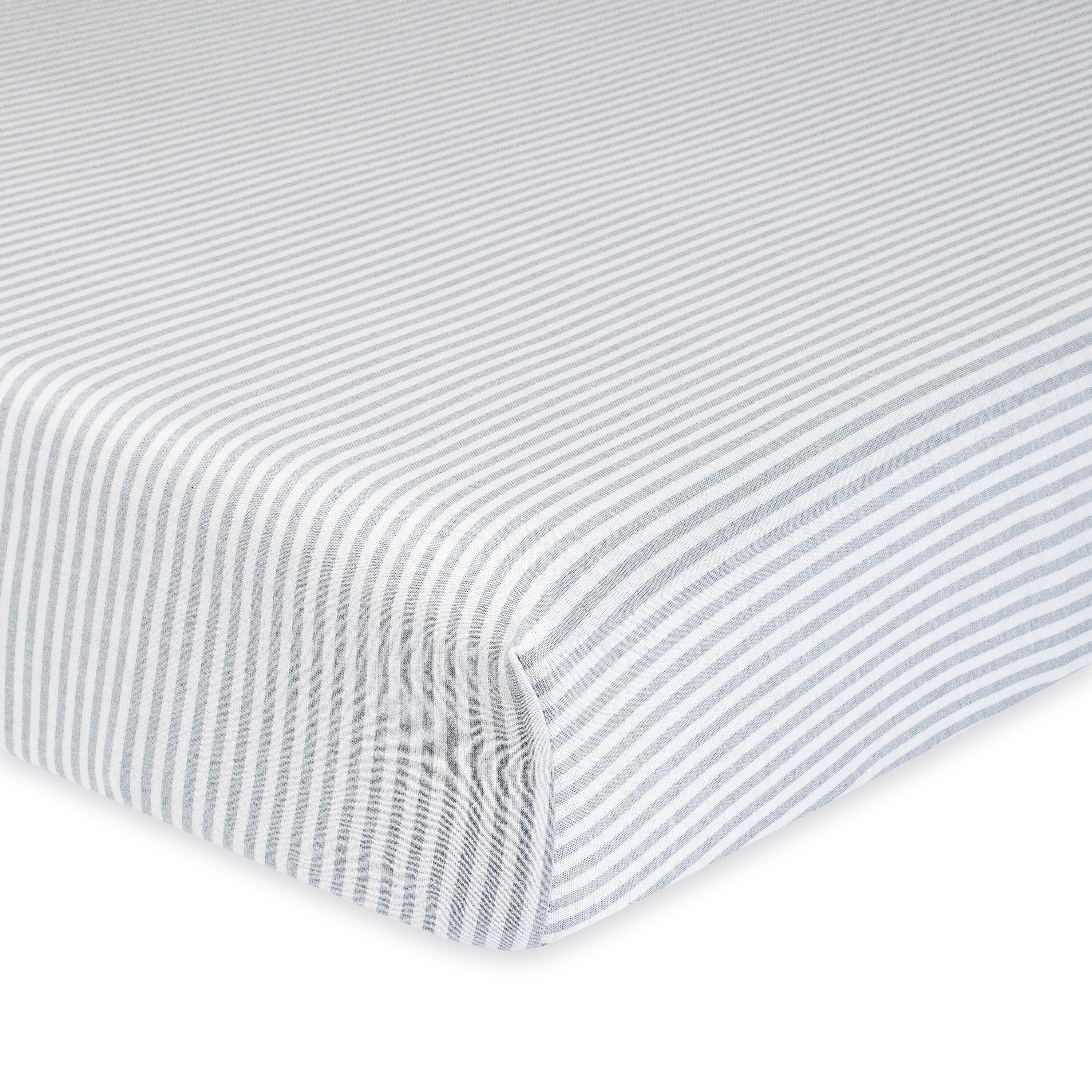 1-Pack Neutral Grey Stripe Organic Fitted Crib Sheet-Gerber Childrenswear