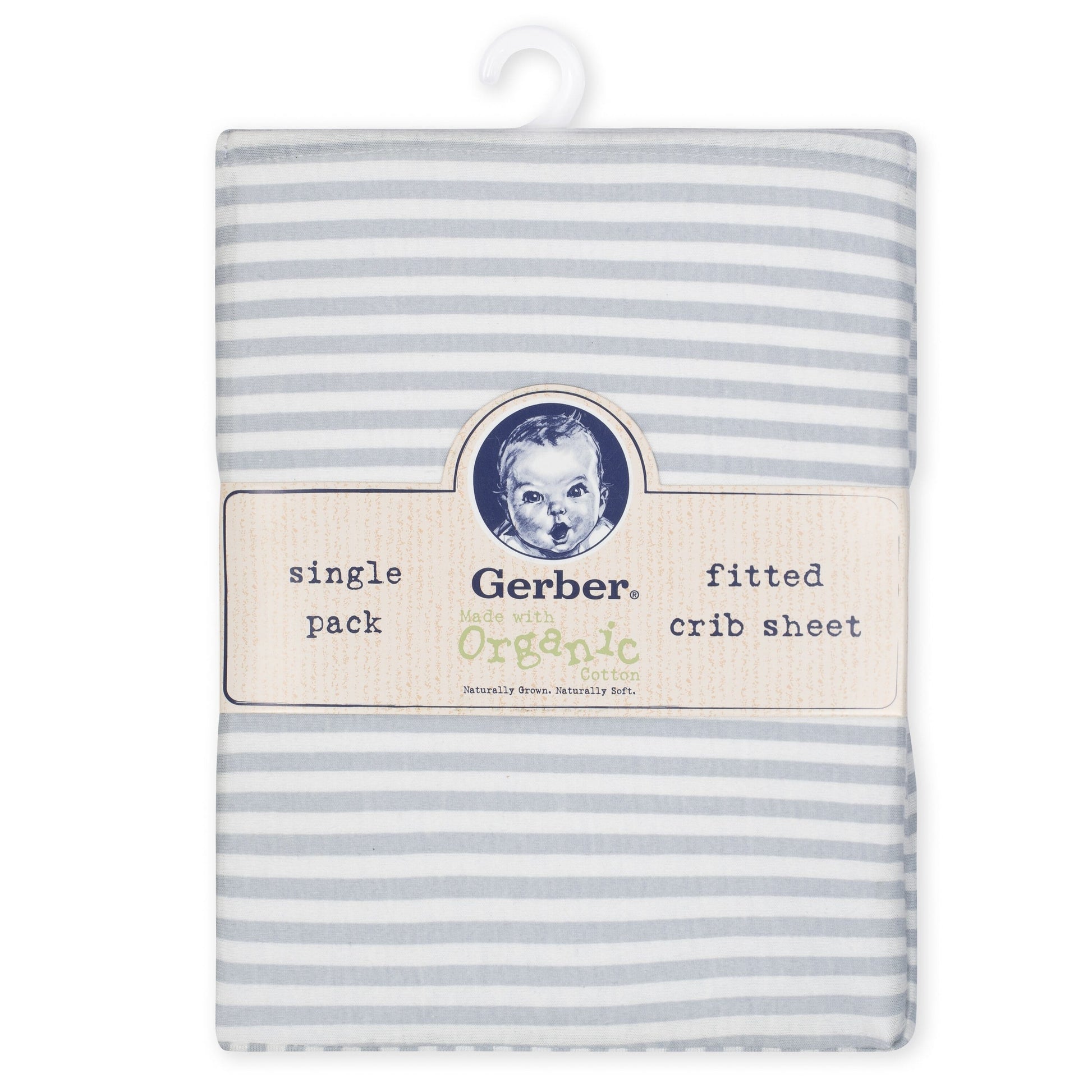 1-Pack Neutral Grey Stripe Organic Fitted Crib Sheet-Gerber Childrenswear
