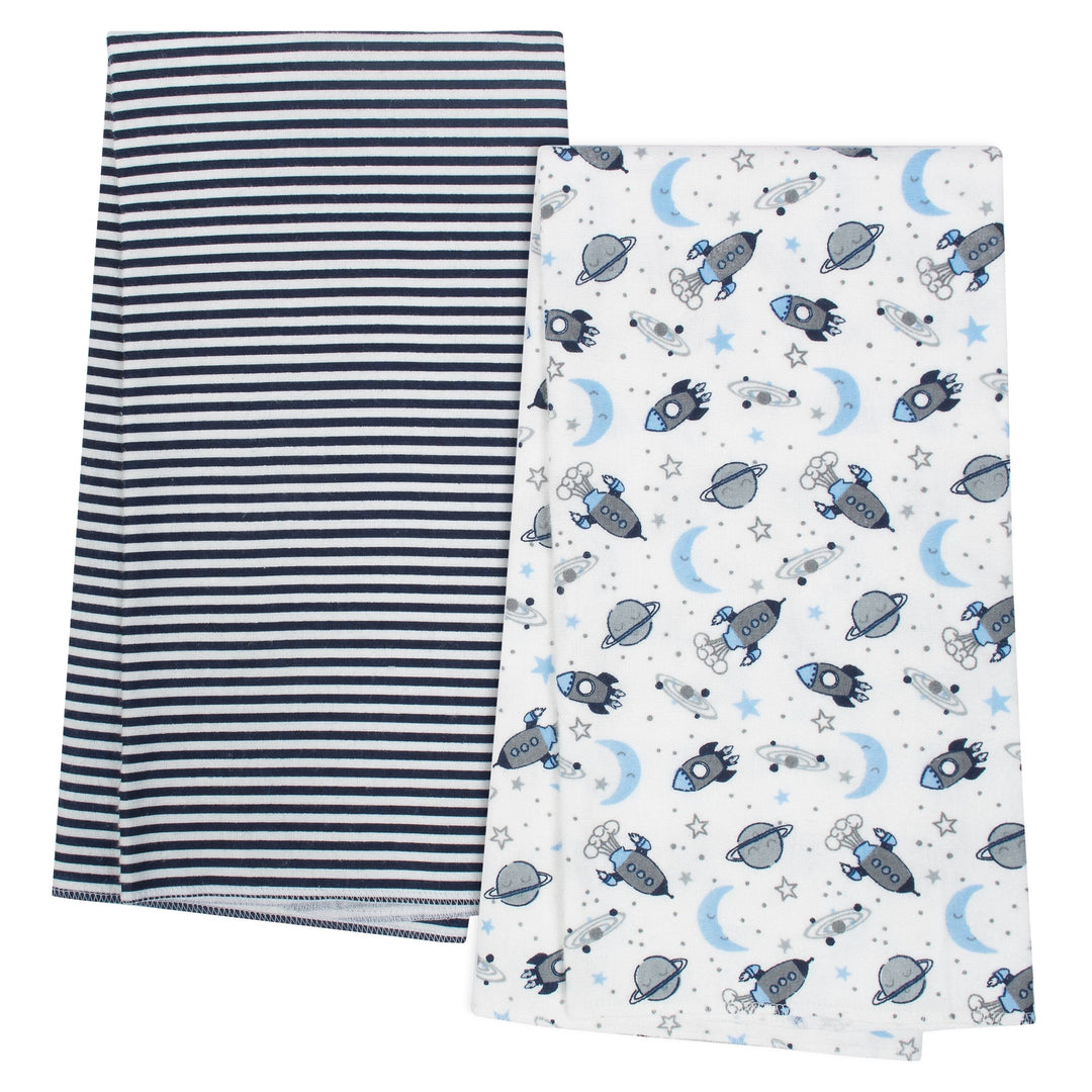 4-Pack Boys Space Organic Flannel Blankets