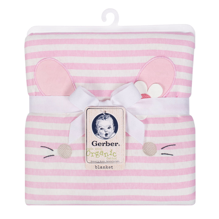 1-Pack Girls Bunny Organic Animal Face Blanket-Gerber Childrenswear
