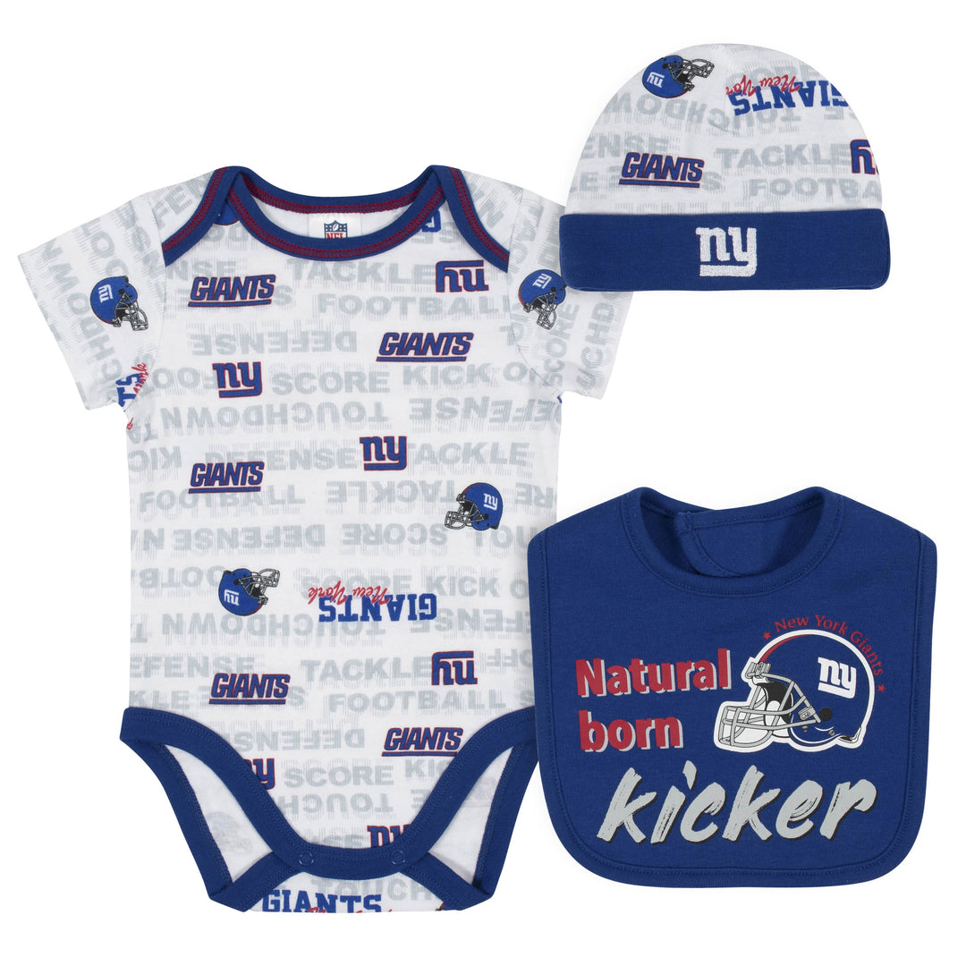 Baby Boys 3-Piece New York Giants Bodysuit, Cap, and Bib Set-Gerber Childrenswear