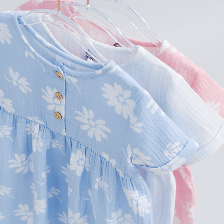 Infant & Toddler Girls Blue Floral Gauze Dress