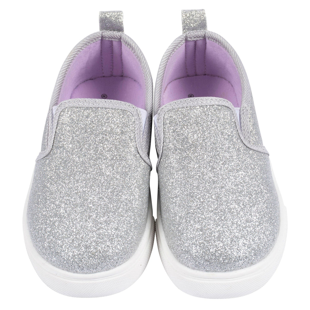 Glitter Little Girls Slip On Shoes Infant Toddler Girls Silver Glitter Slip