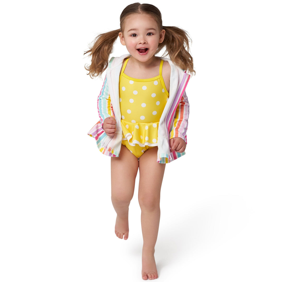 Baby & Toddler Girls Rainbow Hooded Zip Front Terry Coverup